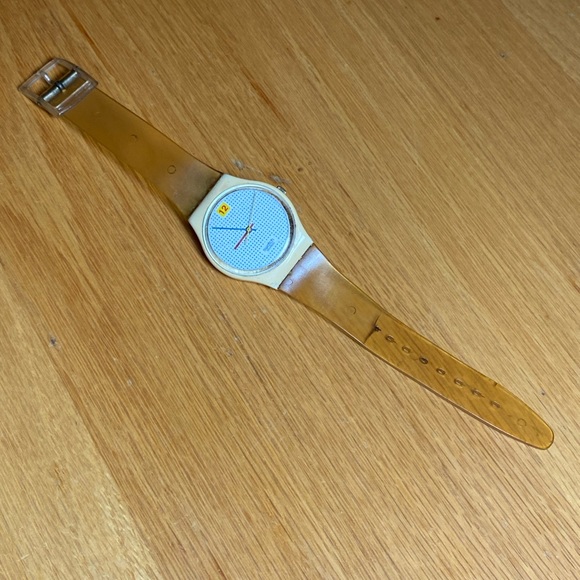 Vintage, swatch watch beige blue polkadots - Picture 1 of 3